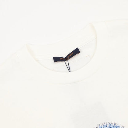 Louis Vuitton SS26 Ink Wash Blue Floral 3D LV Logo T-Shirt