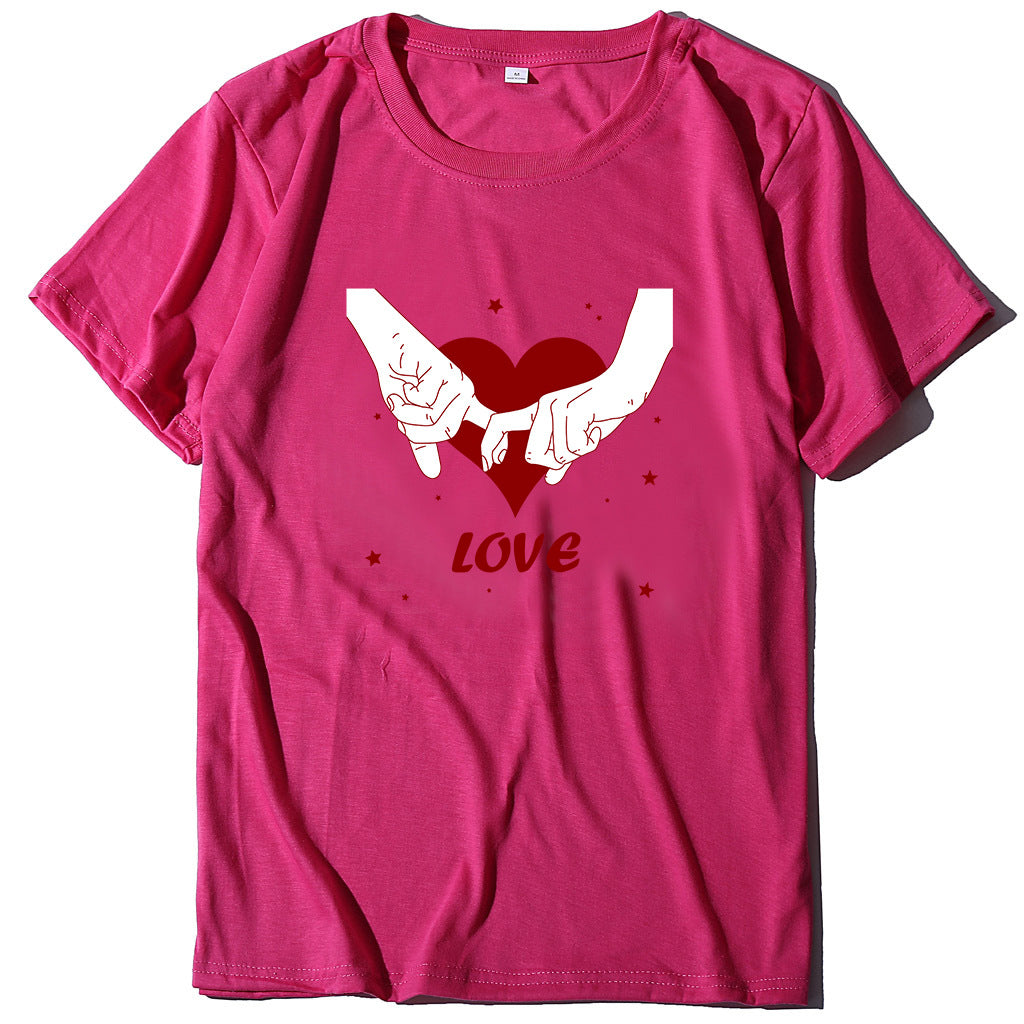 Valentine 'S Day T Shirt T-shirt Short Sleeve Love Printed Summer